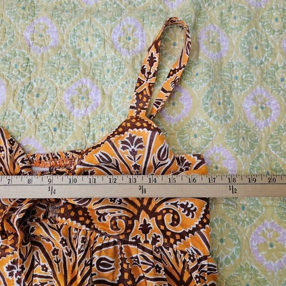 KNOX ROSE Women's Orange Brown Printed Wide Strap Tie-Front Dress Size L - Picture 7 of 9